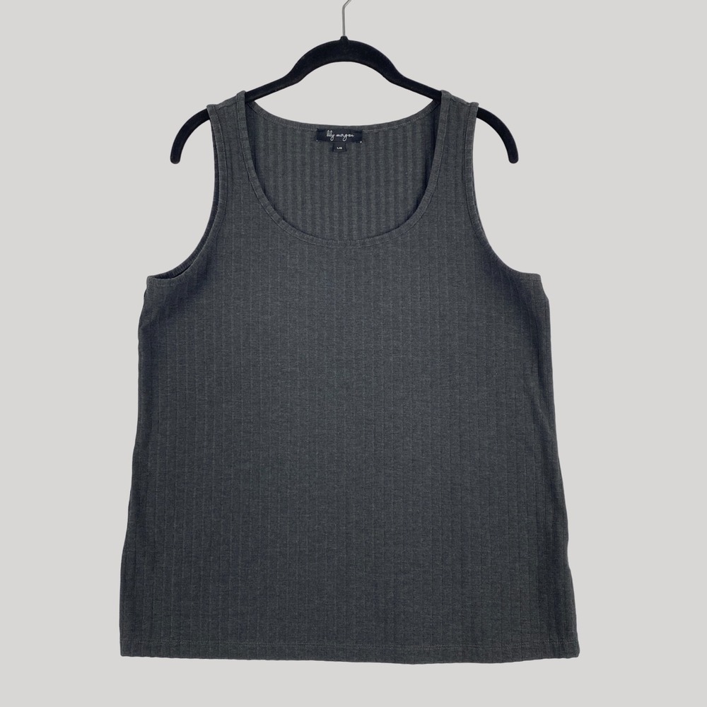 Lily Morgan Tank Top‎ Women L Stretch Ribbed Sleeveless Gray Casual